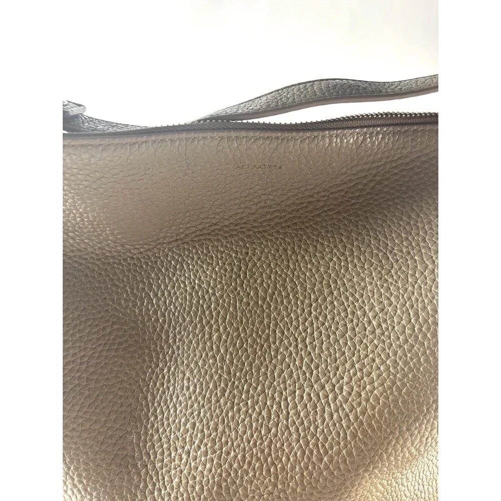 ALLSAINTS Kita Gray Pebbled Leather Slouchy Convertible Backpack
